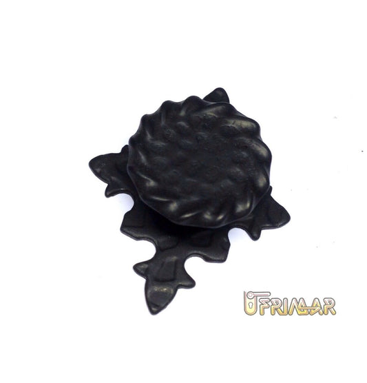 POMOLO FERRO BATTUTO PER MOBILI BASE mm.50x40 IMPUGNATURA d.mm.25 NERO OPACO