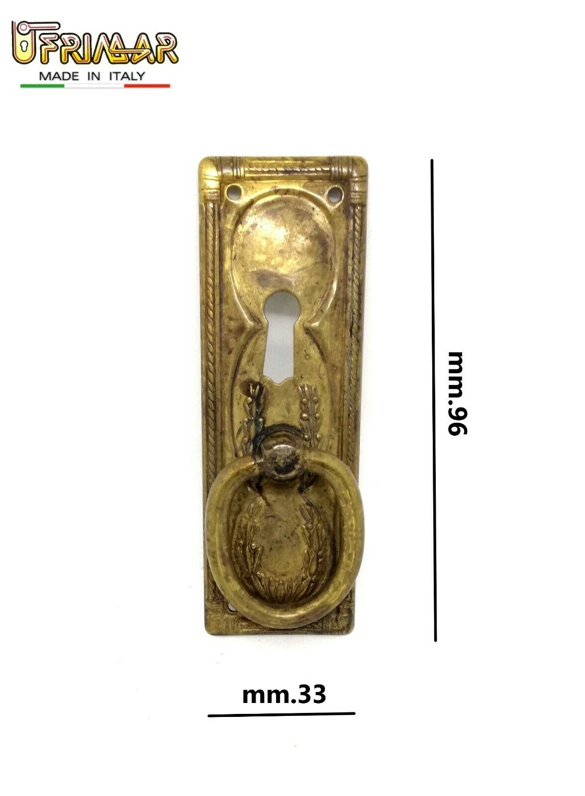 MANIGLIA CLASSICA PER MOBILE ANTICO AD ANELLO CON FORO CHIAVE OTTONE ANTICO