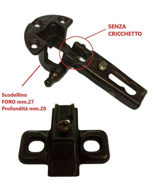 CERNIERA ANSELMI 255 ANTE A BATTUTA FORO mm.27x20 BRONZO SENZA CRICCHETTO + BASE