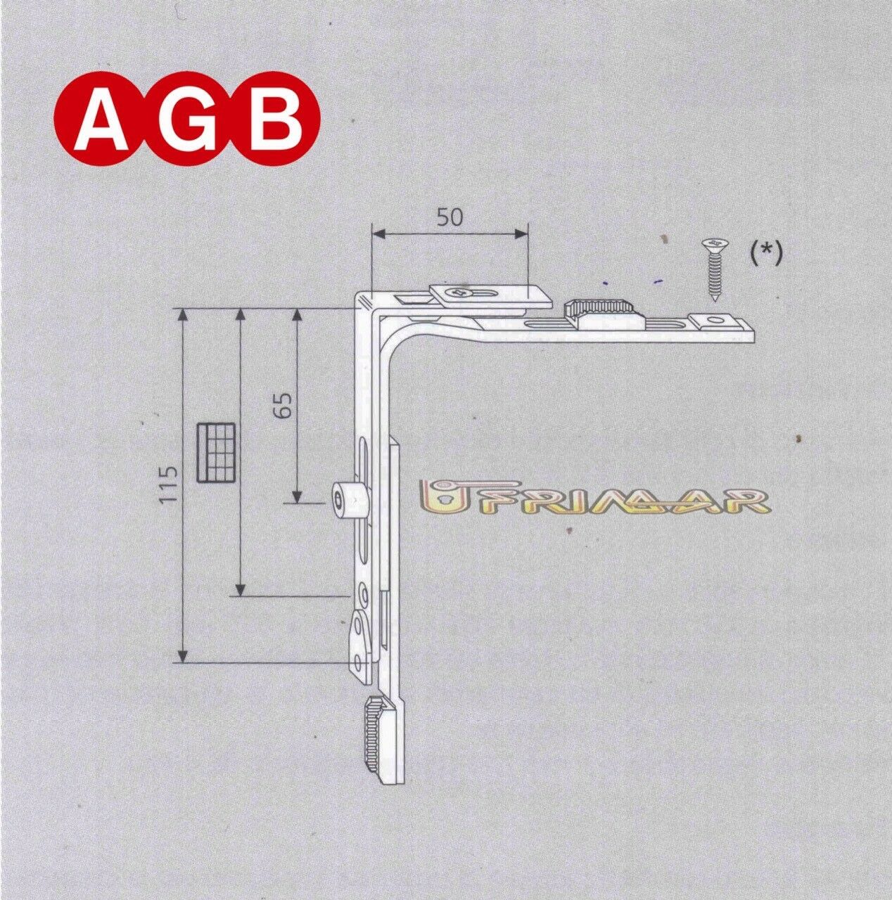 Movimento angolare AGB cod.A200090000 GR0 mm.50x115 ricambio per finestra legno