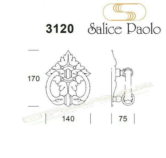 BATTENTE PORTA PORTONE SALICE STALINGRADO 3120 PATINATO ORO VECCHIO mm.170x145