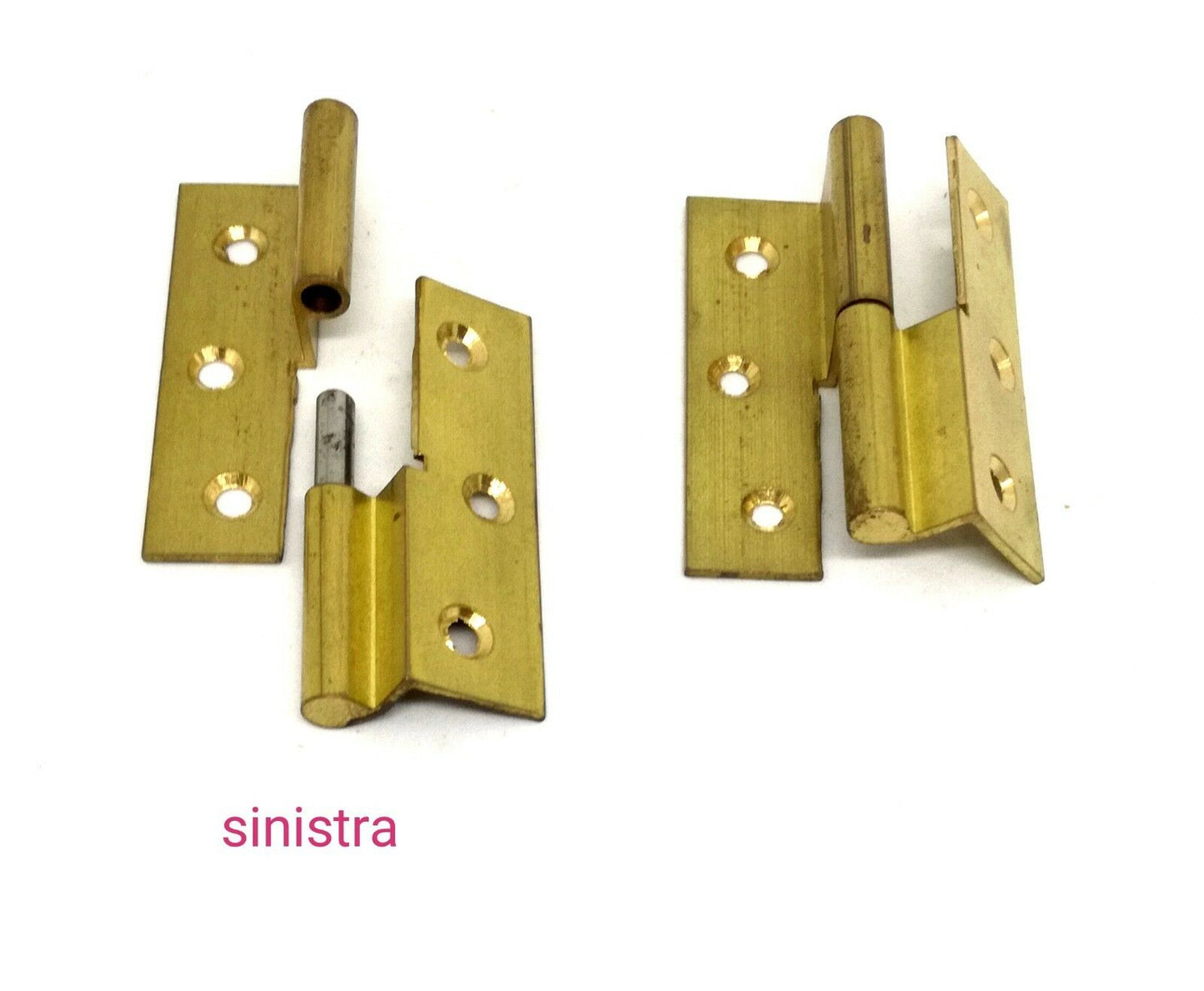 CERNIERE PER MOBILI ANTICHI IN OTTONE CON COLLO mm.50x40 Dx/Sx SFILABILE mm.6