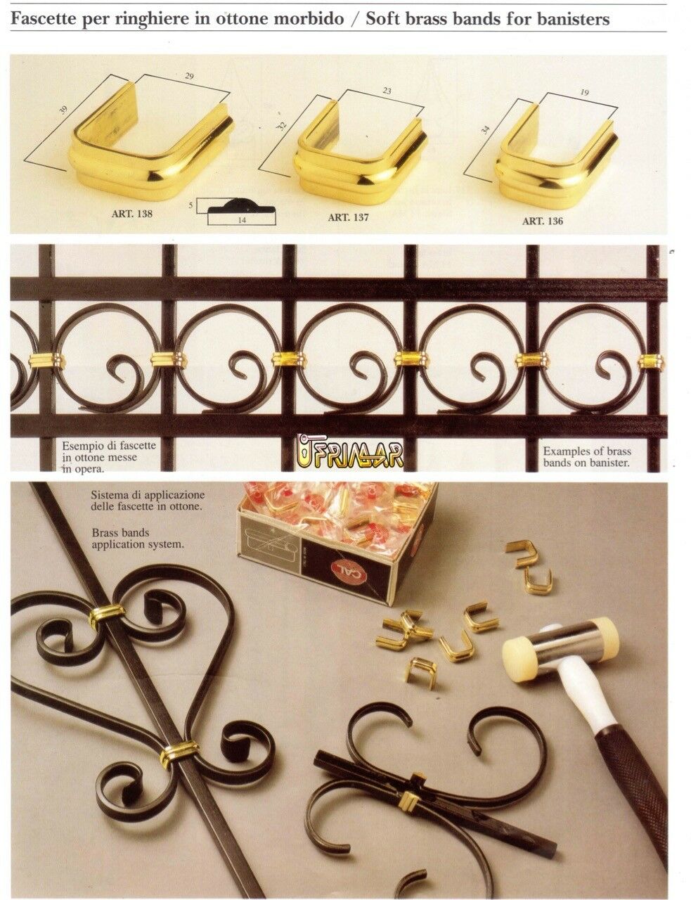 FASCETTE OTTONE D.mm.19x34 DECORAZIONE PER INFERIATE CANCELLI RINGHIERE SCALE