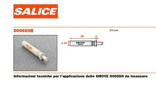 SMOVE SALICE AMMORTIZZATORE PER ANTE CUCINA D006SNB FRENO SILENZIATORE BIANCO