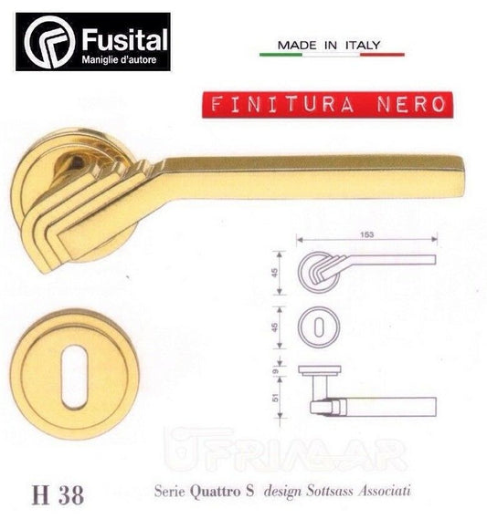 Maniglia Fusital H38 R8 Nero lucido design Sottas Associati maniglia per porta