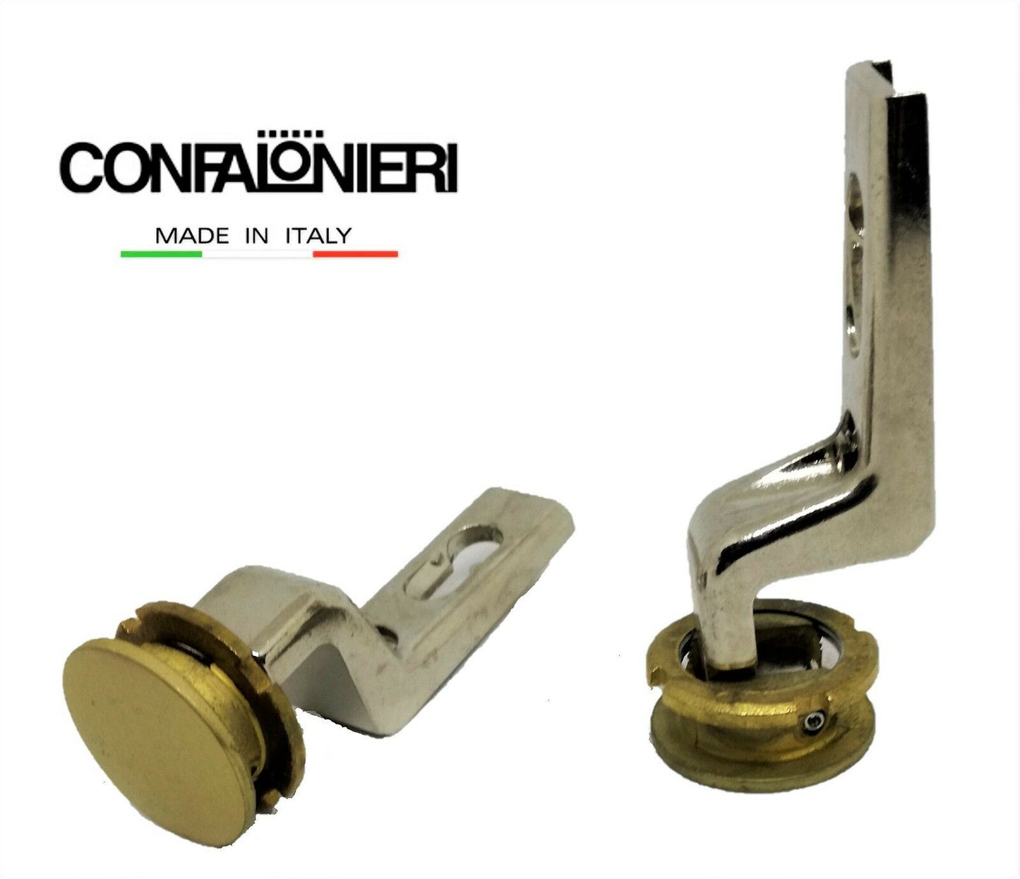 CERNIERA PER VETRO CONFALONIERI  UCG 1030 BATTUTA INTERNA FORO D. mm.22 ORO SAT.