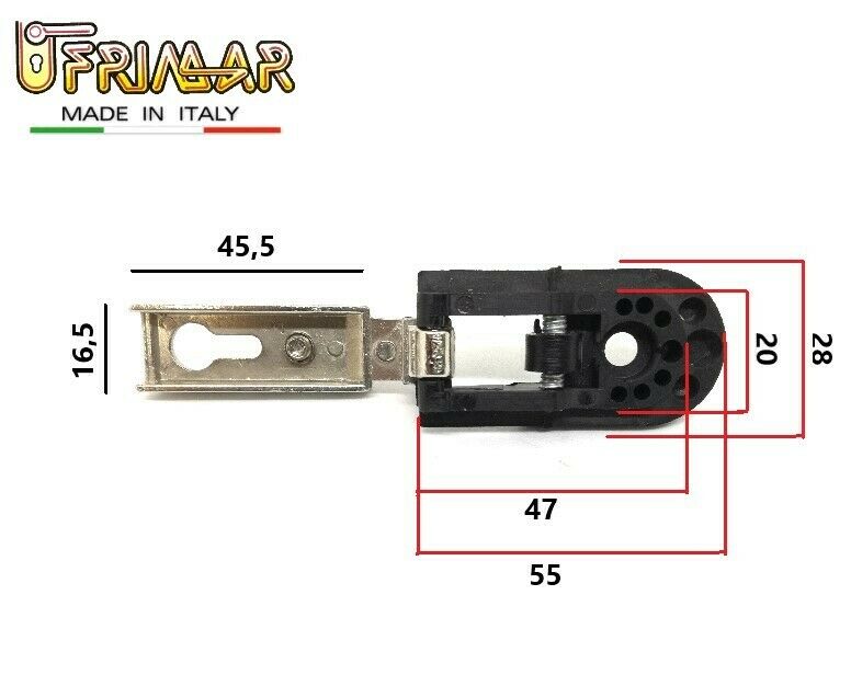 CERNIERA PER VETRO A SORMONTO BATTUTA ESTERNA FORO 20x47 NERA PER ANTA VETRO TM