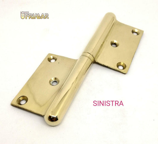 Cerniera per porte legno MM.140x80 Sinistra Ottone Lucido Cerniera a bandiera