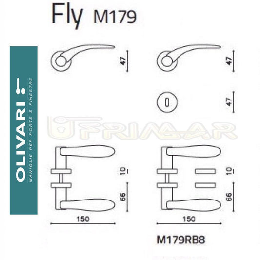 MANIGLIA OLIVARI FLY M179RB8 CROMO LUCIDO + CROMO OPACO Design  ENRICO MARFORIO