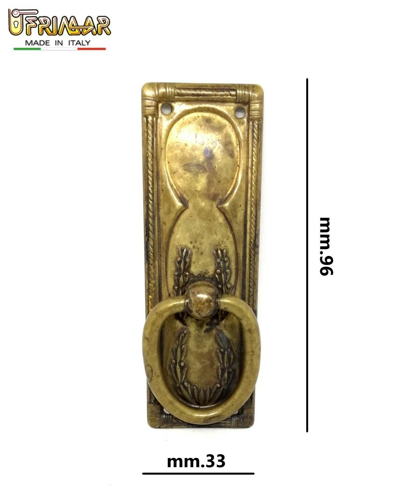 MANIGLIA CLASSICA PER MOBILI ANTICHI AD ANELLO OTTONE ANTICO UTENSIL LEGNO