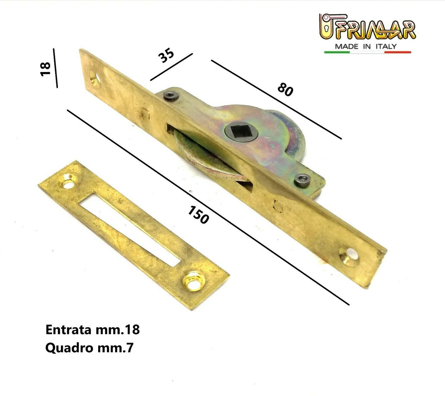 CREMONESE CHIUSURA PER FINESTRE PIASTRA mm.150x18 QUADRO mm.7 MARTELLINA INCASSO
