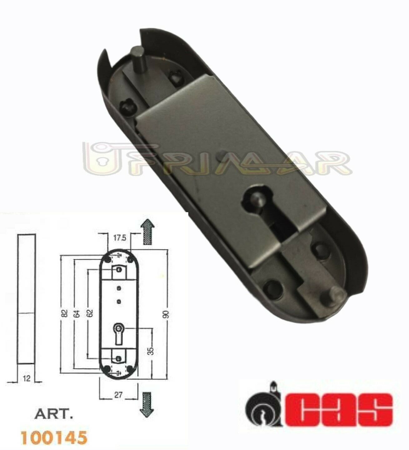 SERRATURA PER ARMADIO A STRINGA CAS 145 SERRATURA OVALE MOBILI ANTICHI mm.90x27