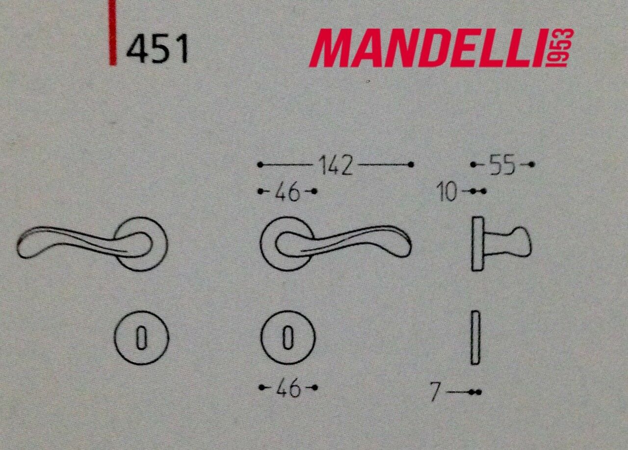 MANIGLIA PER PORTA MANDELLI serie ANDE 451 CROMO SATINATO per porte interne