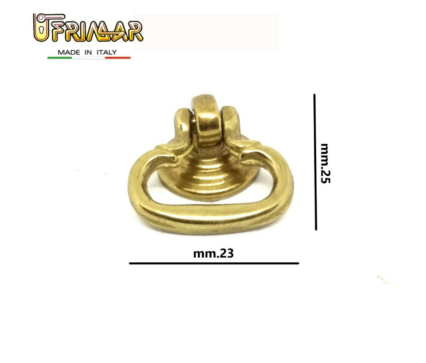MANIGLIA PENDENTE ANELLO PER MOBILI ANTICHI Fil. 4MA OTTONE LUCIDO ditta BESANA