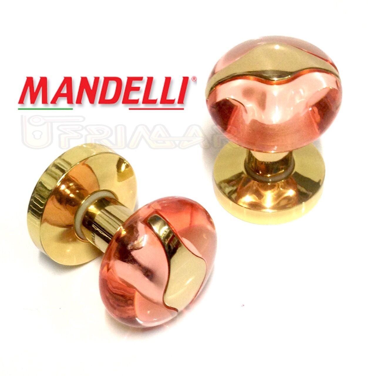 POMOLO PER  PORTA MANDELLI  DUO ART.3124 METACRILATO ROSA + OTTONE LUCIDO