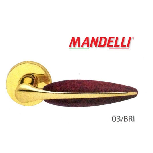 Maniglia Mandelli serie DUO art.3111 Oro Lucido + Radica per porte in legno