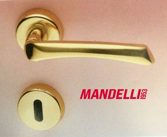 MANIGLIA PER PORTA MANDELLI serie S20 art.S21 ORO LUCIDO Made in Italy