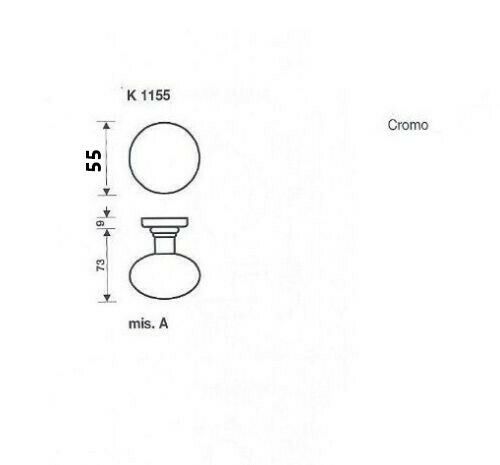 POMOLO POMELLO PER PORTA VALLI E VALLI K1155 CROMO LUCIDO D.mm.55 fisso/girevole