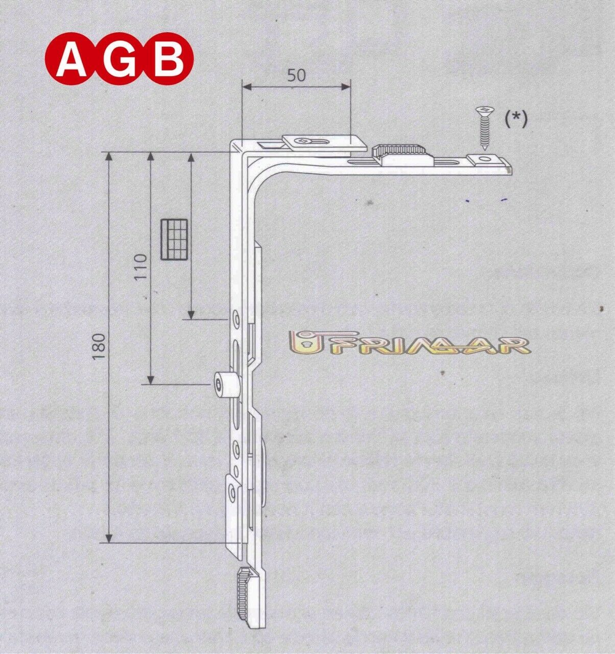 Movimento angolare AGB cod.A400090001 GR1 mm.50x185 ricambio per anta ribalta