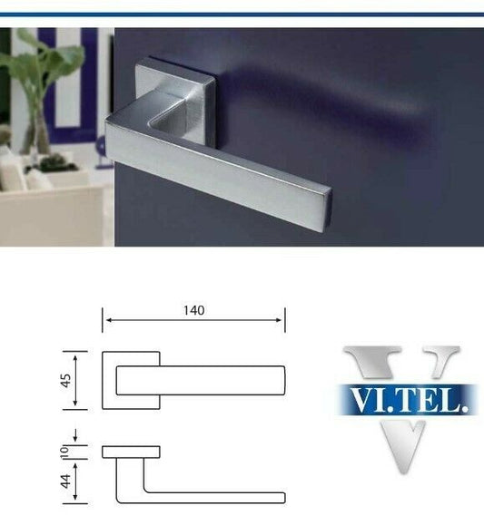 MANIGLIA PORTA CAPRI VITTEL CROMO SATINATO COMPLETA DI BOCCHETTE CHIAVE COPPIA