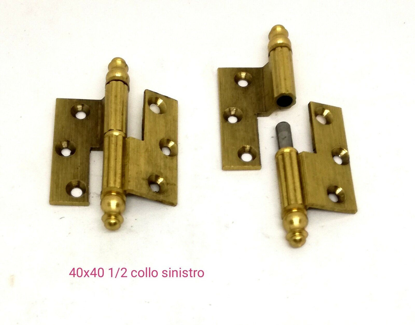 CERNIERA MOBILI ANTICHI BAROCCO CON BATTUTA mm.40x40 mezzo collo OTTONE Dx/Sx