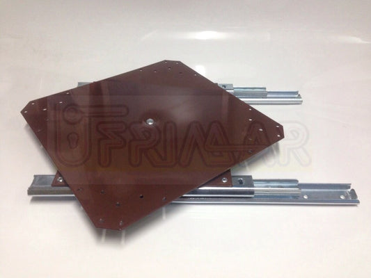 PIASTRA GIREVOLE DOPPIA ESTRAZIONE - RIPIANO mm.320x320 SU RULLI IN NYLON
