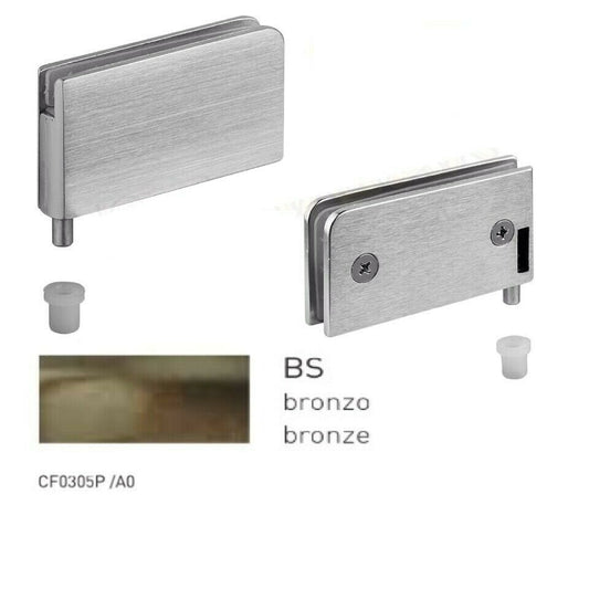 COPPIA CERNIERA PER ANTA IN VETRO mm.6 CONFALONIERI UCG 305PA BRONZO 67x35 mm.