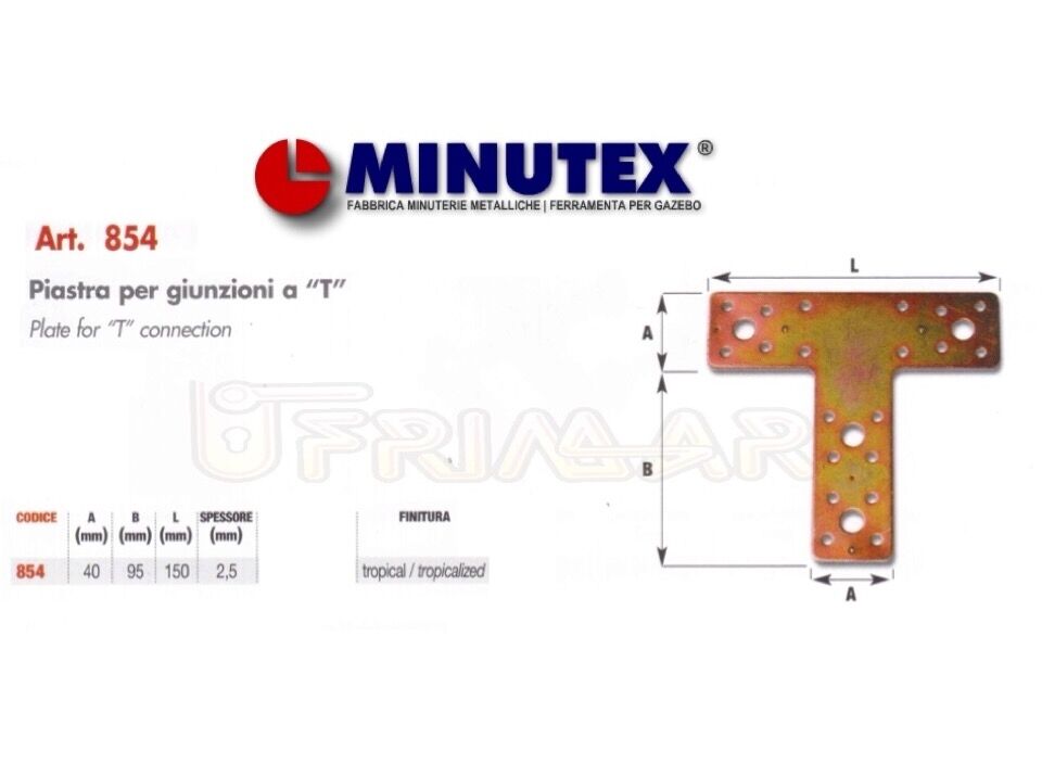 Piastra per Giunzioni a T di travi in legno mm.150x145x40 per Gazebi Pensiline