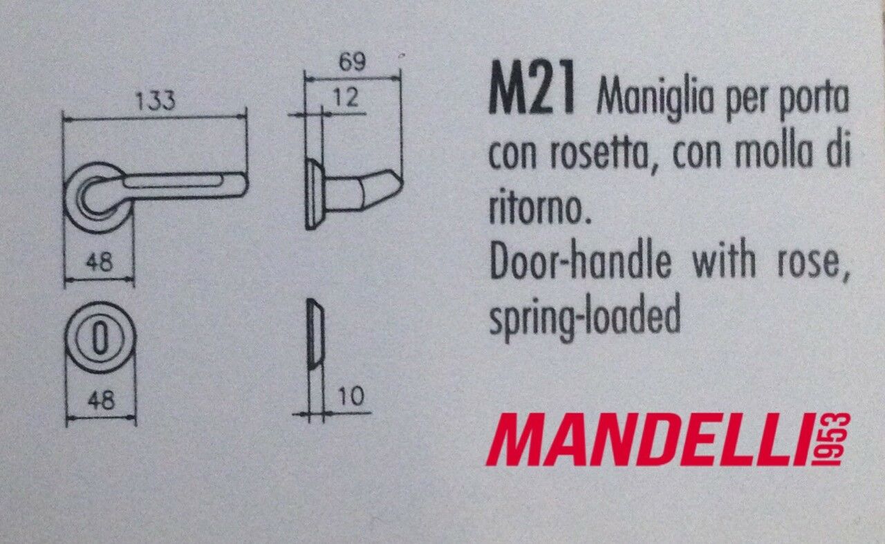 MANIGLIA PER PORTA MANDELLI serie SATU artM21 Varie finiture MADE IN ITALY
