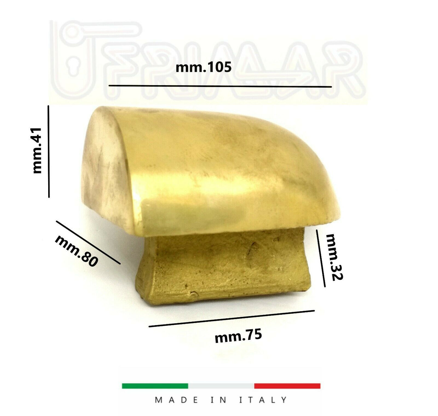 FERMO PORTONE IN OTTONE PIENO mm.105x80 H.41 FERMO PER PORTA FERMAPORTA MONACO