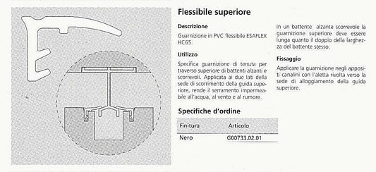 Guarnizione PVC alzante scorrevole AGB G007330201 Superiore AL METRO