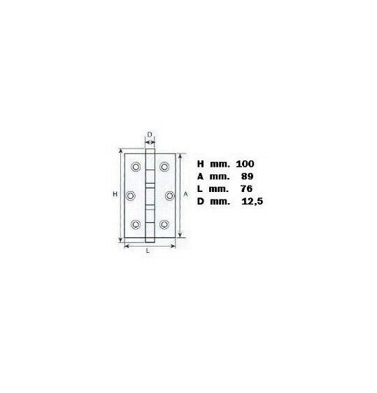CERNIERA PORTA 3,5x3" mm.89x76 OTTONE LUCIDO GABIN X PORTA LEGNO CON CUSCINETTI