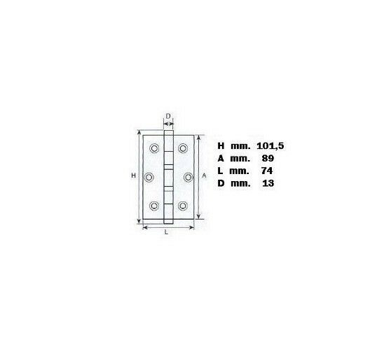 CERNIERA PORTA CON CUSCINETTI 3,5x3" mm.89x74  OTTONE CANNA DI FUCILE FUXIA