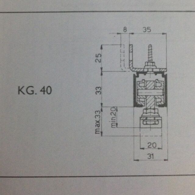 PATTINI IN KIT PORTATA KG.40 STAFFA NORMALE " TERNO "  PER PORTE SCORREVOLI