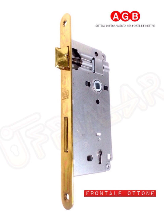 SERRATURA PER PORTA AGB GRANDE 00593.50 E.50 IN OTTONE INFILARE D.90 BORDO TONDO