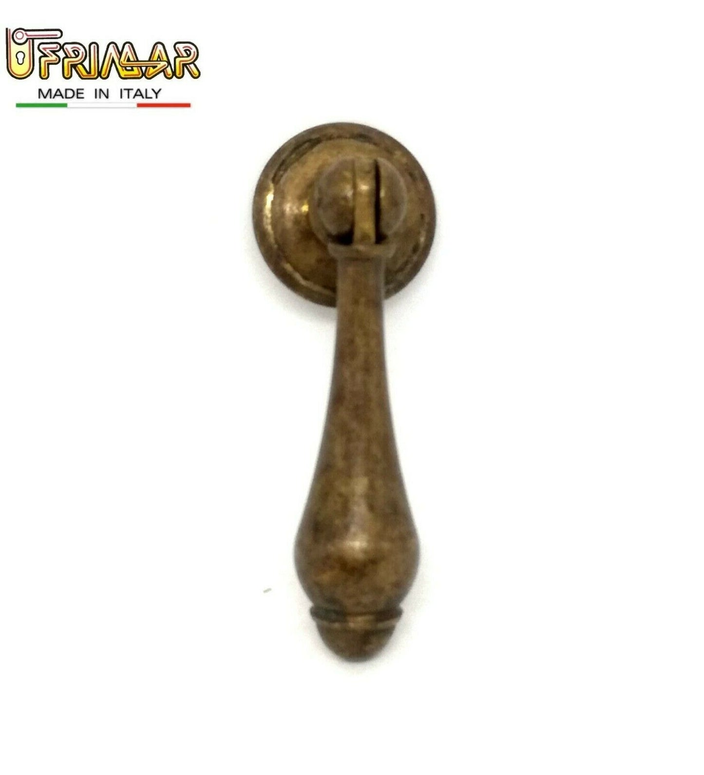 MANIGLIA PENDENTE PER MOBILI ANTICHI mm.62x22 OTTONE BRONZATO BESANA POMELLO
