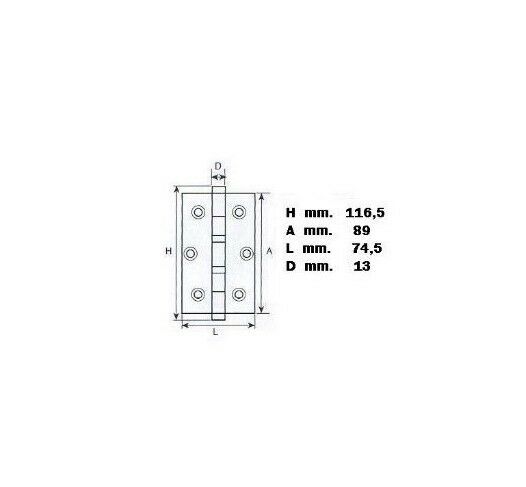 CERNIERA CON CUSCINETTI 3,5x3" mm.89x74 FERRO OTTONATO GABASTRI PER PORTA LEGNO
