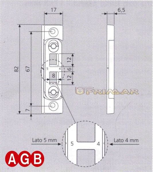 Incontro registrabile per puntali AGB cod.A200170605 Aria 11 mm 2 for1 17x7 mm