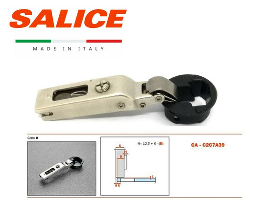 CERNIERA PER VETRO SALICE C2C7A39 FORO D.26 A SORMONTO COPERTURE VARI COLORI