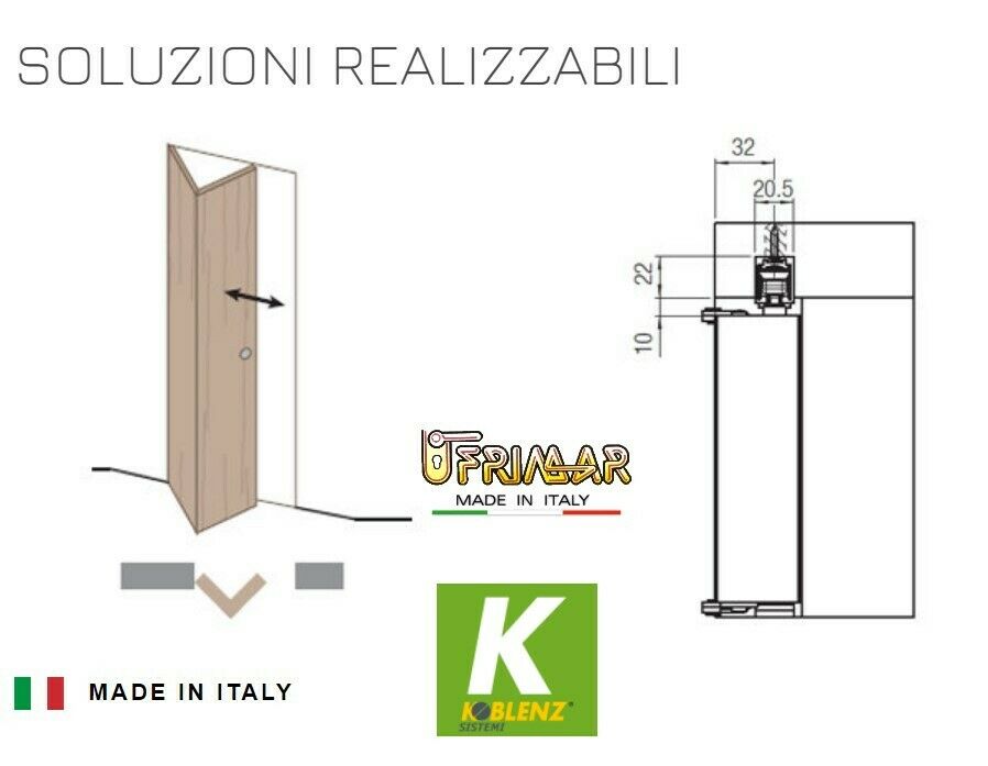 GUARNITURA KOBLENZ 0200/4 PER PORTE PIEGHEVOLI A LIBRO AMBIDESTRO SYSTEM 0200/50
