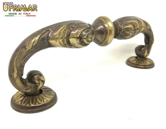 MANIGLIONE PER PORTA PORTONE MANIGLIA CLASSICA L. mm.200 OTTONE BRONZATO