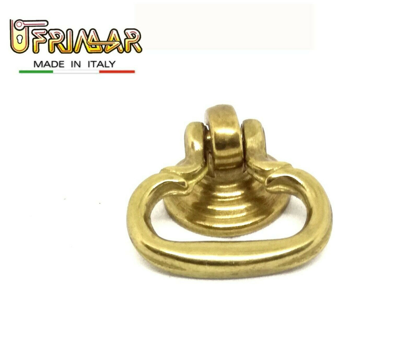 MANIGLIA PENDENTE ANELLO PER MOBILI ANTICHI Fil. 4MA OTTONE LUCIDO ditta BESANA