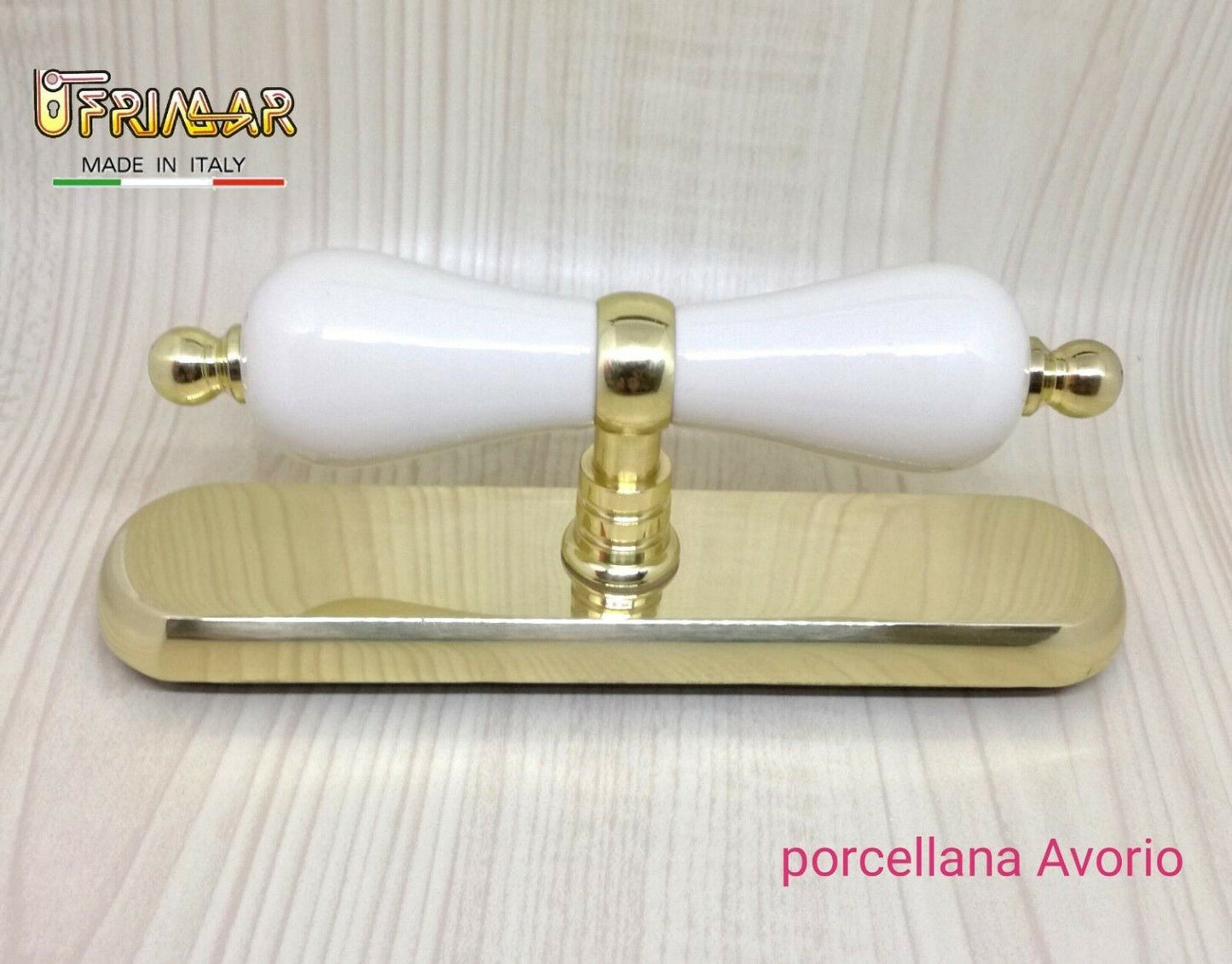 Cremonese ceramica maniglia finestra porcellana avorio e ottone lucido FINA