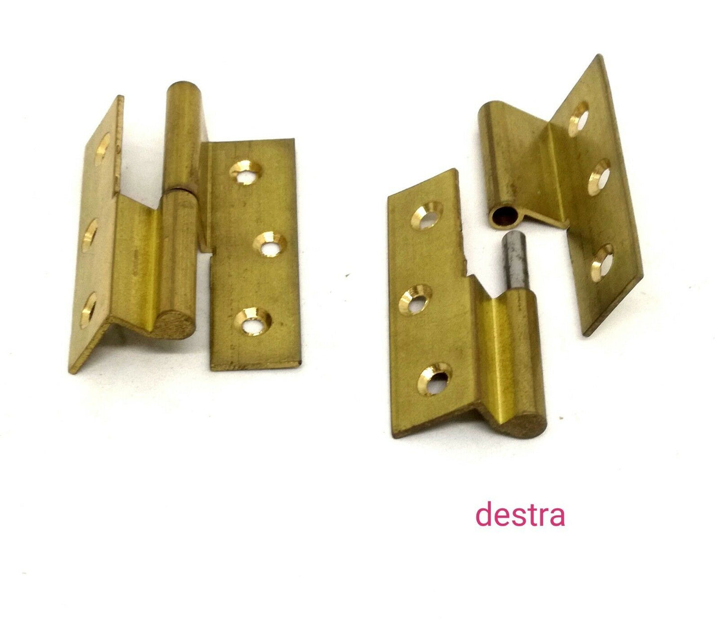 CERNIERE PER MOBILI ANTICHI IN OTTONE CON COLLO mm.50x40 Dx/Sx SFILABILE mm.6