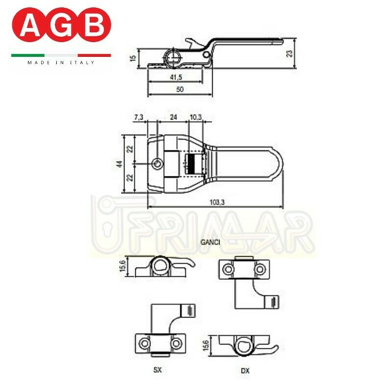 CONFEZIONE BASE SPAGNOLETTA AGB H000040193 MANIGLIA CHIUSURA SPAGNOLETTA ASCATTO