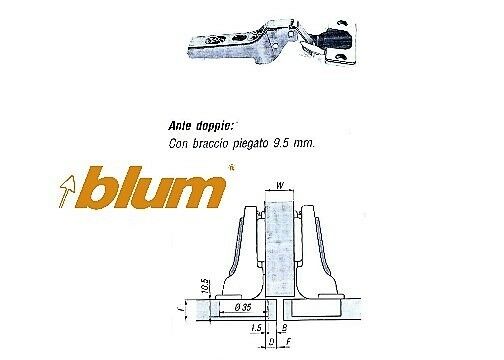 CERNIERA BLUM CLIP PER ANTA LEGNO A BATTUTA FORO 35 A SCATTO CON BASETTA