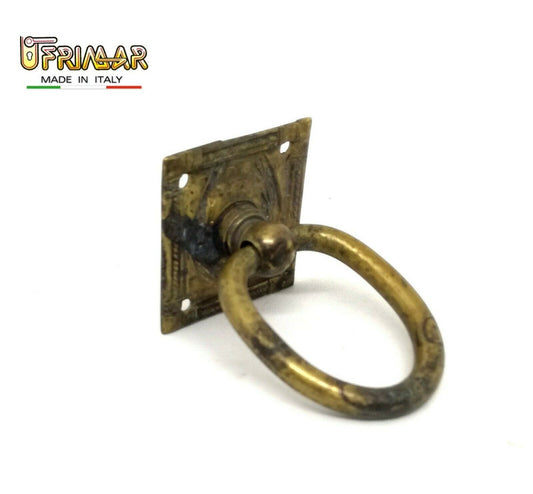 MANIGLIA CLASSICA PER MOBILI ANTICHI AD ANELLO OTTONE ANTICO UTENSIL LEGNO