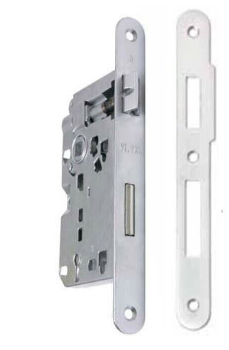 SERRATURA PORTA PATENT PICCOLA CROMO SATINATO Entrata mm.50 CON INCONTRO VITEL