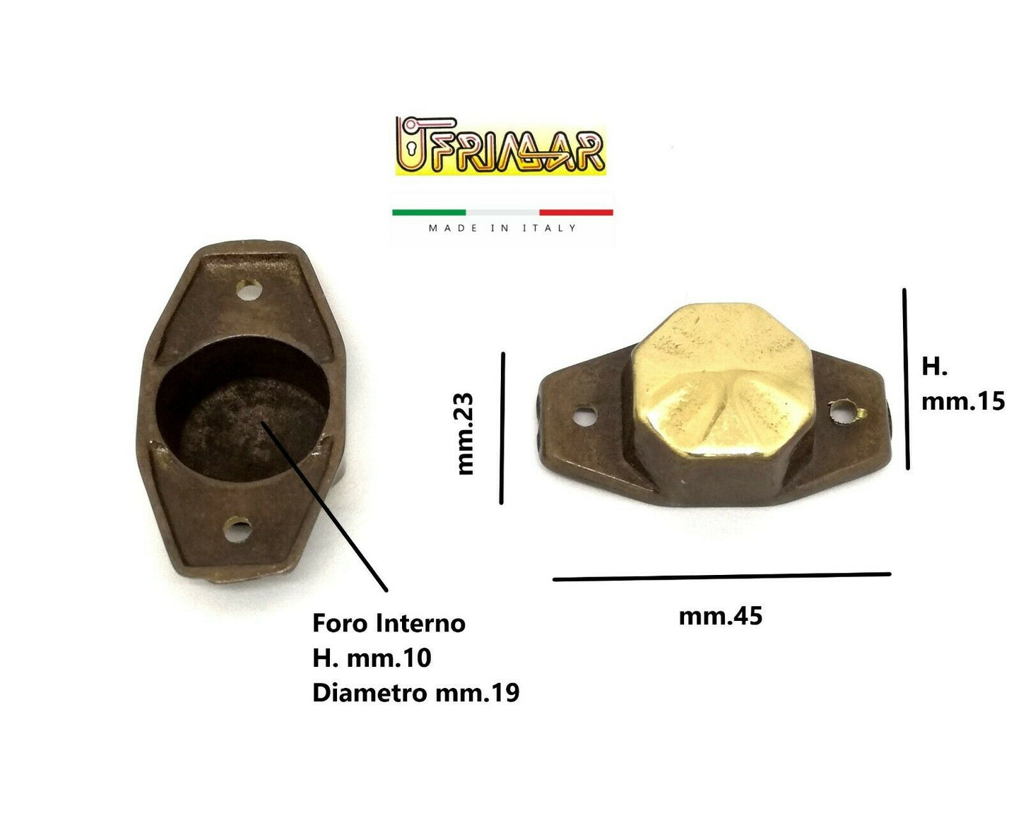 COPRIDADO IN OTTONE BRONZATO COPERTURA PER DADI BORCHIA DECORAZIONE PER PORTA