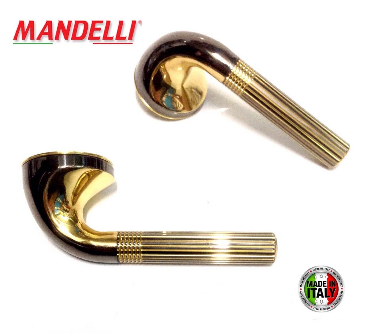 MANIGLIA PER PORTA MANDELLI serie CIRKULUS 3021 GOLD/BLACK design Paolo Nava